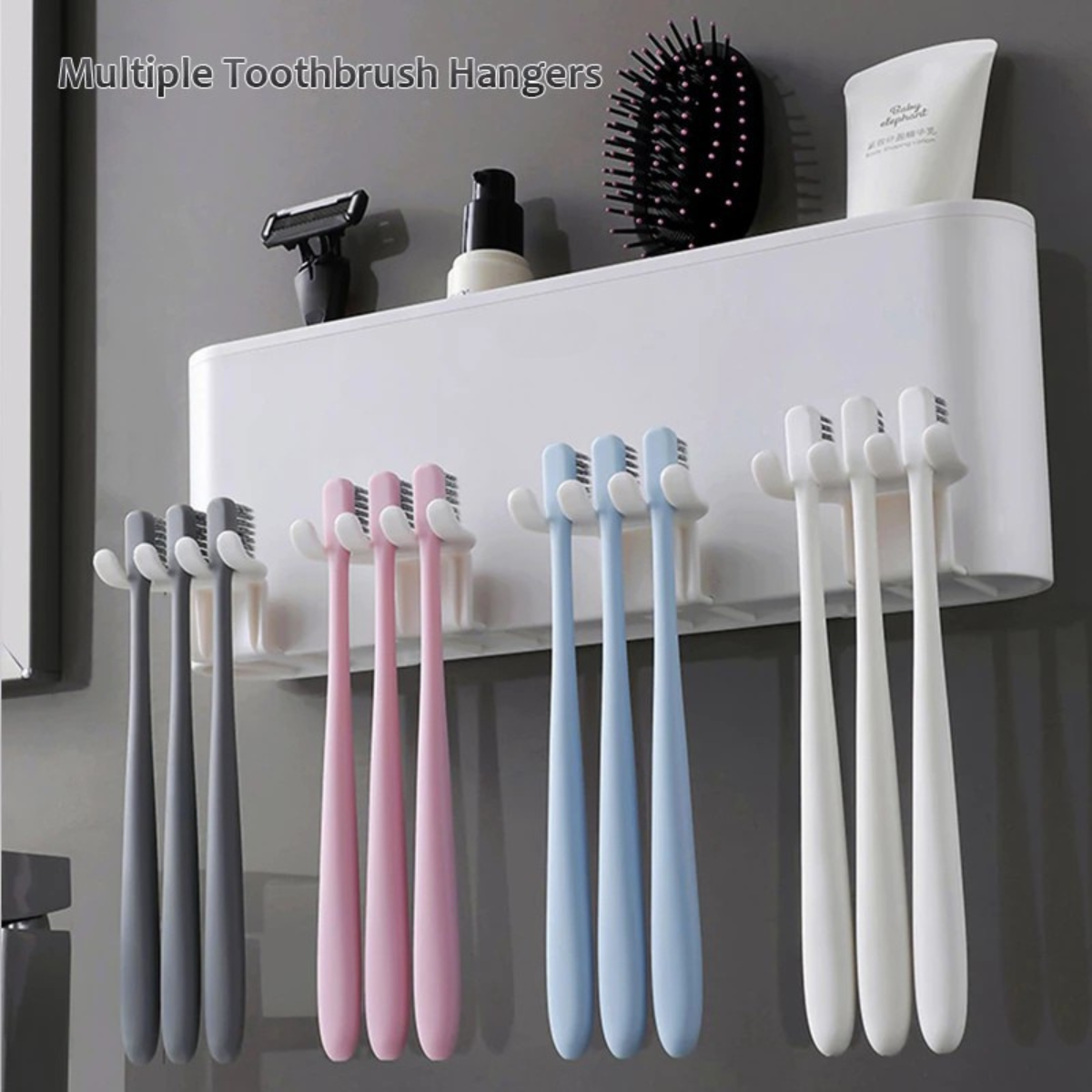 Hygienix™ Wall-Mounted Toothbrush Holder and Toothpaste Dispenser