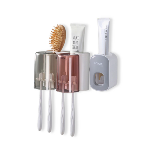 Hygienix™ Wall-Mounted Toothbrush Holder and Toothpaste Dispenser